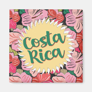Aimant Costa Rica soleil avec hibiscus