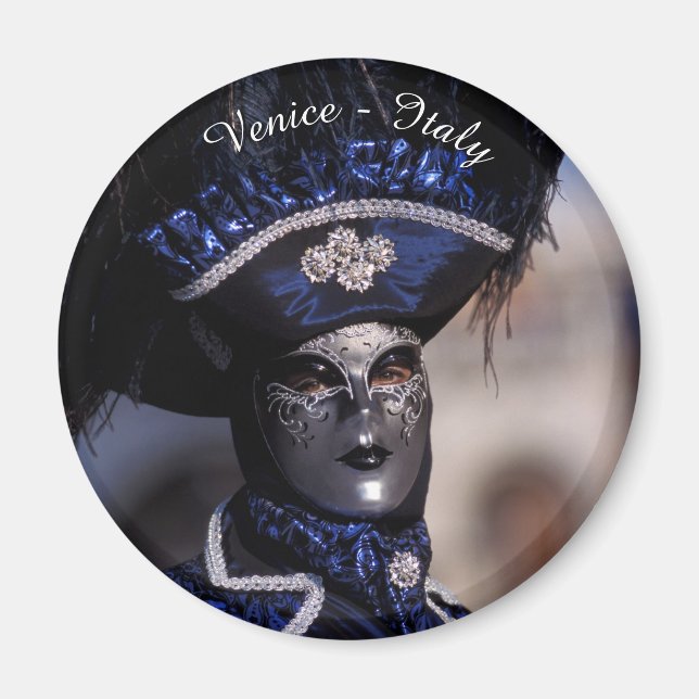 Aimant Costume de Carnaval Bleu - Venise, Italie (Devant)