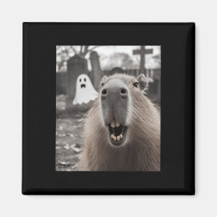 Aimant Costume de Halloween Fantôme de Capybara Drôle Cap