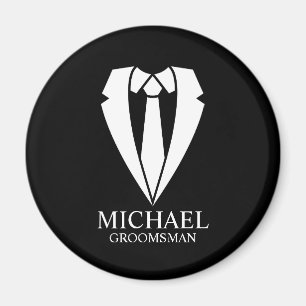 Aimant Costume de Mariage noir Groomsmen personnalisé