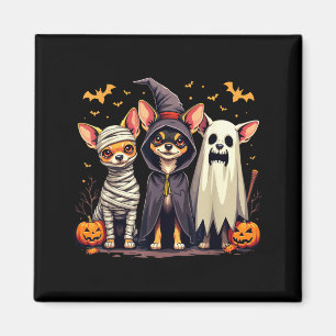 Aimant Costume d'Halloween Chihuahua Momie Sorcière Fantô