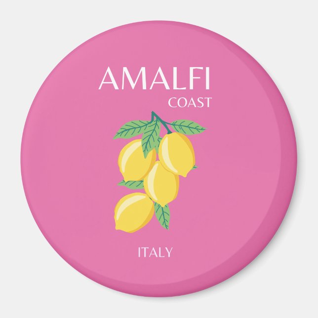Aimant Côte amalfitaine, Italie, Art Voyage, Rose, Preppy (Devant)
