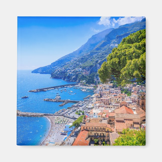 Aimant Côte amalfitaine, Italie. Vue sur la ville d'Amalf (Devant)