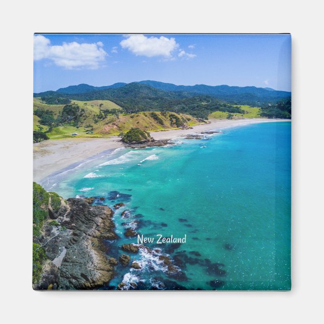 Aimant côte néo-zélandaise, beau paysage, (Devant)