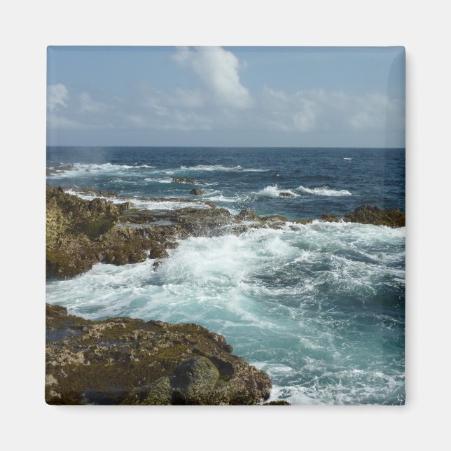Aimant Côte rocheuse d'Aruba et océan bleu (Devant)