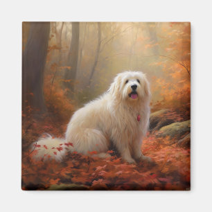 Aimant Coton De Tulear dans les feuilles d'automne qui to