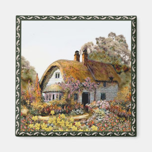Aimant Cottage peint à la main de pays