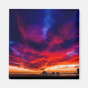 Aimant Coucher de soleil à la jetée, Huntington Beach, CA