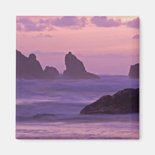 Aimant Coucher de soleil aux piles marines de la plage de