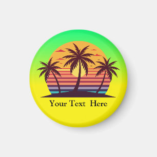 Aimant Coucher de soleil avec palmiers Vector