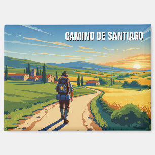 Aimant Coucher de soleil de Camino de Santiago Hiker