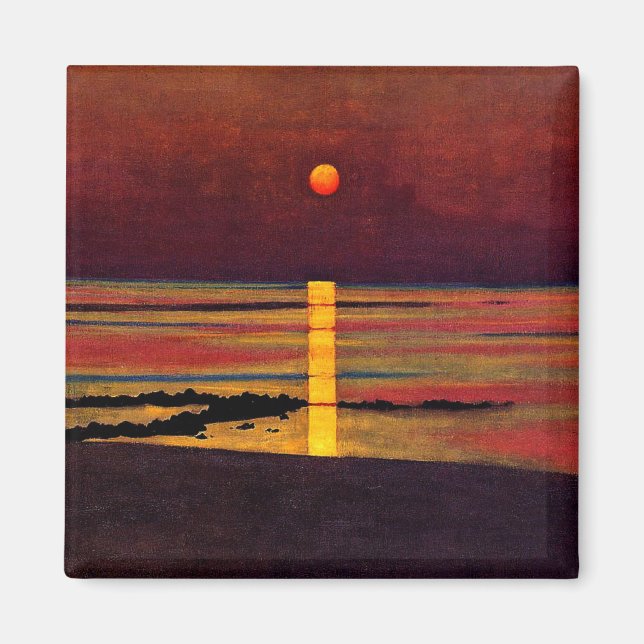 Aimant Coucher de soleil, peinture d'art (Devant)