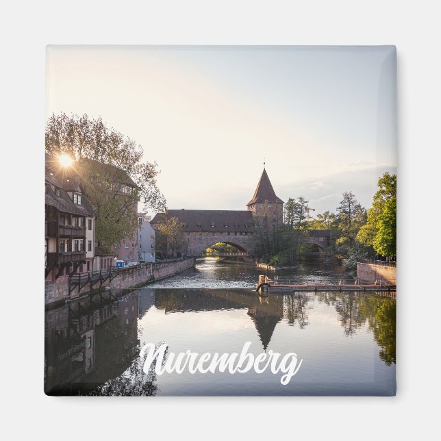 Aimant Coucher de soleil sur l'ancien pont médiéval de Nu (Devant)