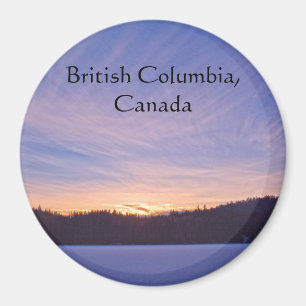 Aimant Coucher de soleil sur le lac et les arbres d'hiver