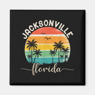 Aimant Coucher de soleil tropical vintage Jacksonville Fl