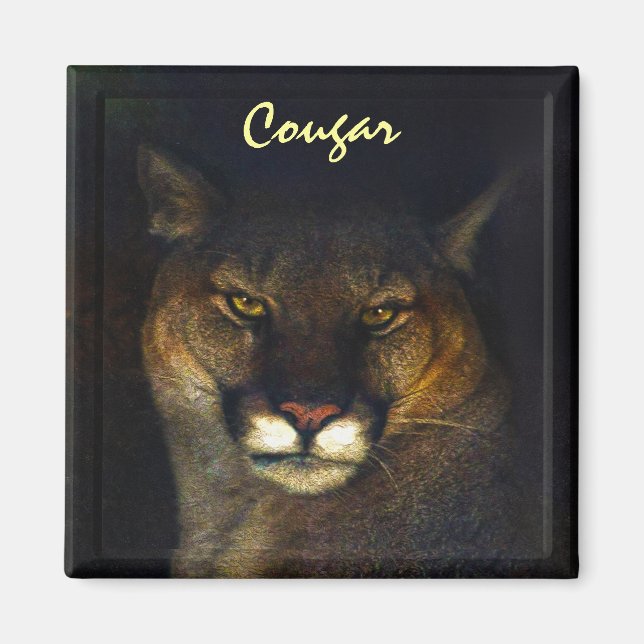 Aimant Cougar Mountain Lion Big Cat Art Designer (Devant)