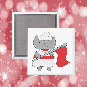 Aimant Couleur Garde Chat Rouge Blanc