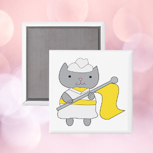 Aimant Couleur Garde Drapeau Équipe Gris Chat Jaune Blanc