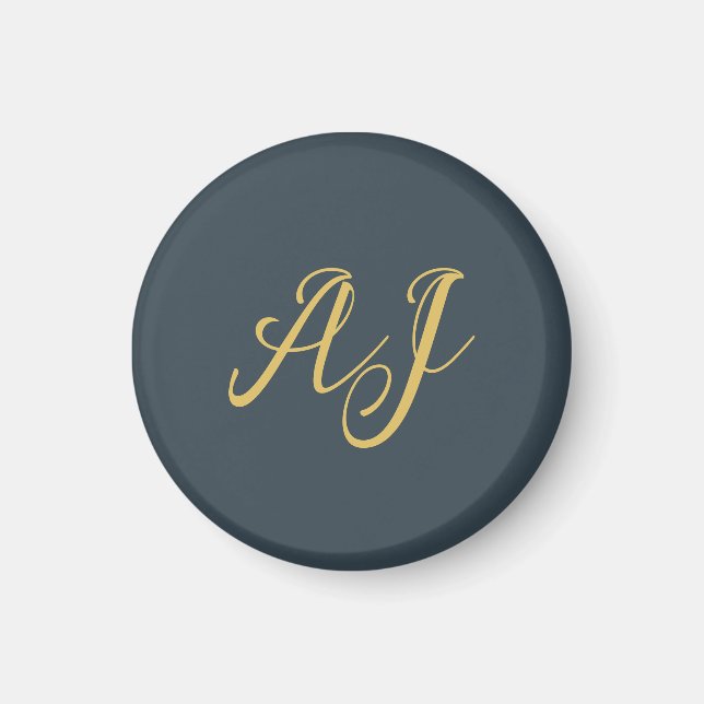 Aimant Couleur Or Charbon Monogramme Initiale Professionn (Devant)