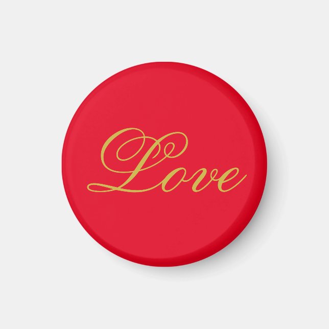 Aimant Couleur or Script Red Love Mariage Calligraphie (Devant)