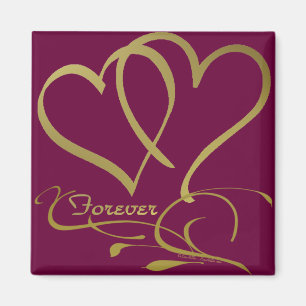 Aimant Couleurs de fond modifiables Forever Hearts Gold
