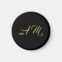 Couleurs d'or noir Monogramme Calligraphie initial