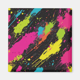 Aimant Couleurs néon Retro Paint Splatter