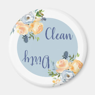 Aimant Country Clean Dirty Floral Blue Lave-vaisselle