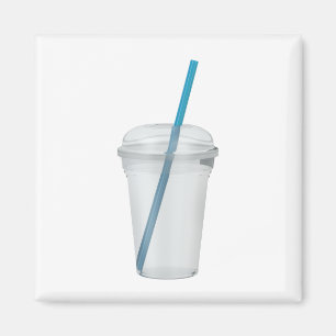 Aimant Coupe de smoothie en plastique vide avec paille