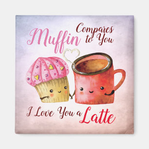 Aimant Couple de Cupcake et de Mug de la Saint-Valentin