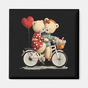 Aimant Couple de nounours mignon avec graphique de vélo f