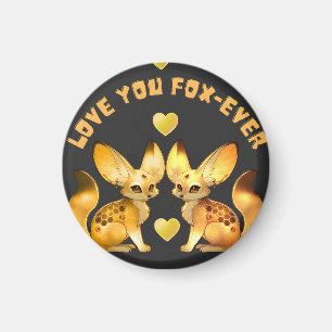 Aimant Couple de renards Art de la Saint-Valentin