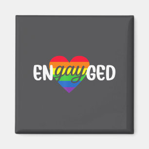Aimant Couple gay fiancé drôle Fête de fiançailles Arc-en