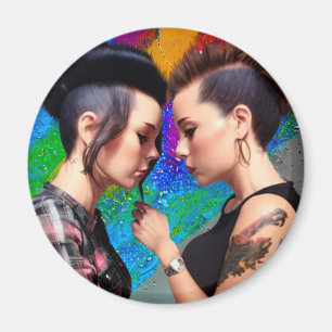 Aimant Couple Lesbian Couple Rainbow Art