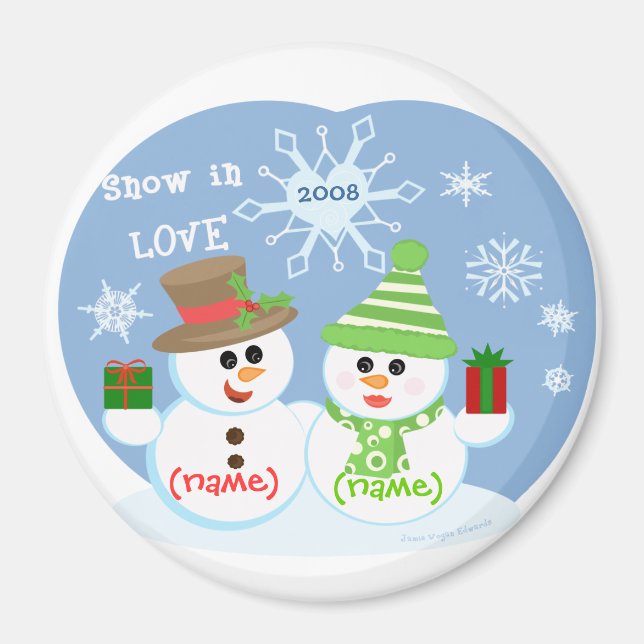 Aimant Couple Neige Personnalisé (Devant)