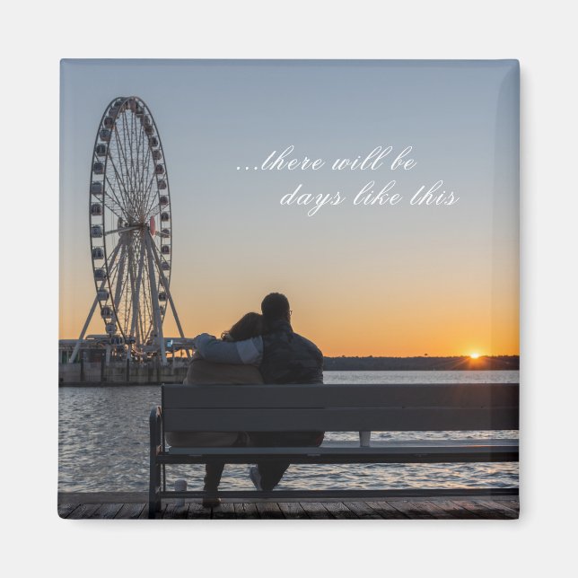 Aimant Couple Together Watch Sunset sur banc (Devant)