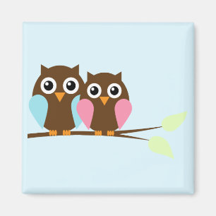 Aimant Couples de hibou sur une branche
