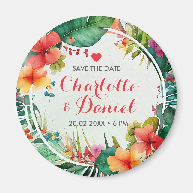 Aimant Courbe florale topique | MARIAGE | Enregistrer La  (Devant)