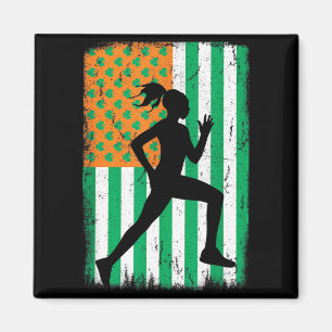 Aimant Coureuse irlandaise Drapeau américain Fête de la S