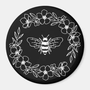 Aimant Couronne d'abeilles en fleurs en blanc