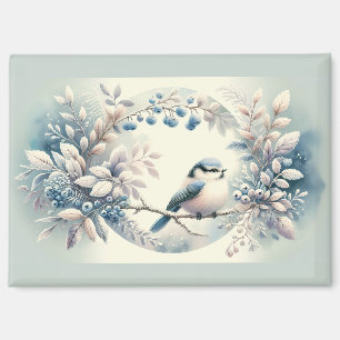 Aimant Couronne de baies de merlebleu d'hiver