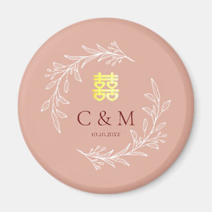 Aimant Couronne de feuilles rose poussiéreuse boho pour m