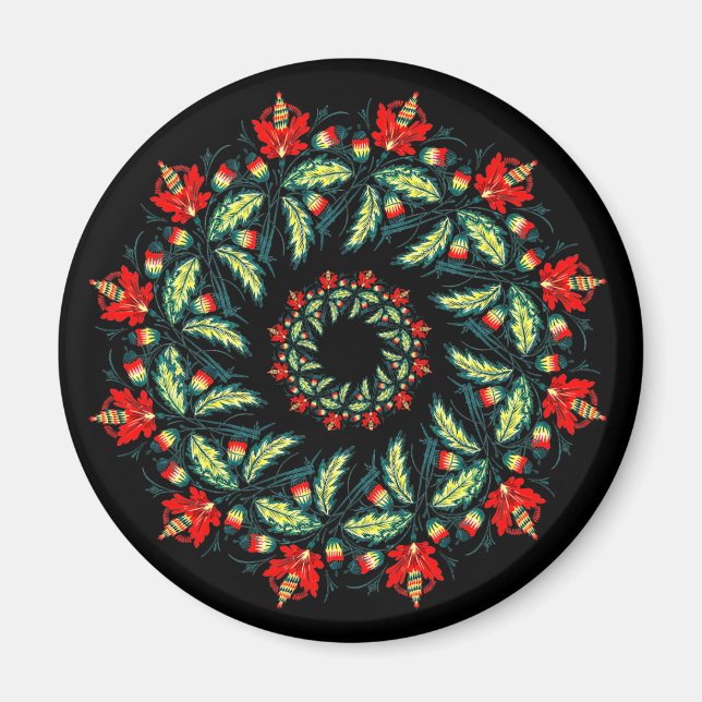 Aimant Couronne de fleurs rouges (Devant)