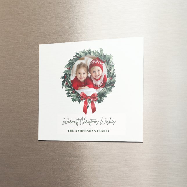 Aimant Couronne de Noël personnalisée avec photo et nom (Créateur téléchargé)