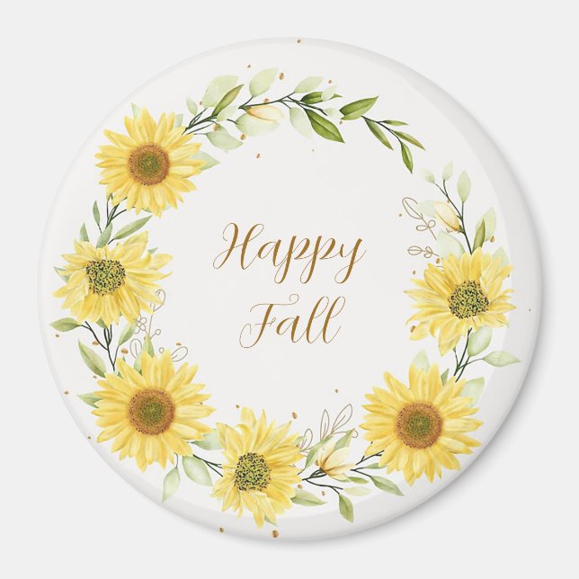 Aimant Couronne de tournesols avec texte personnalisable (Devant)