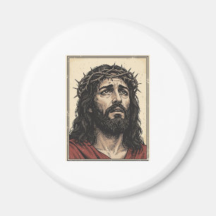 Aimant Couronne d'épines vintage portrait religieux art v