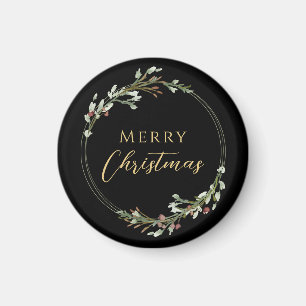 Aimant Couronne minimaliste de Noël noir