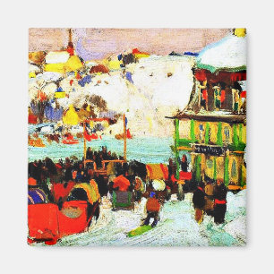 Aimant Course de chevaux en hiver par Clarence Gagnon