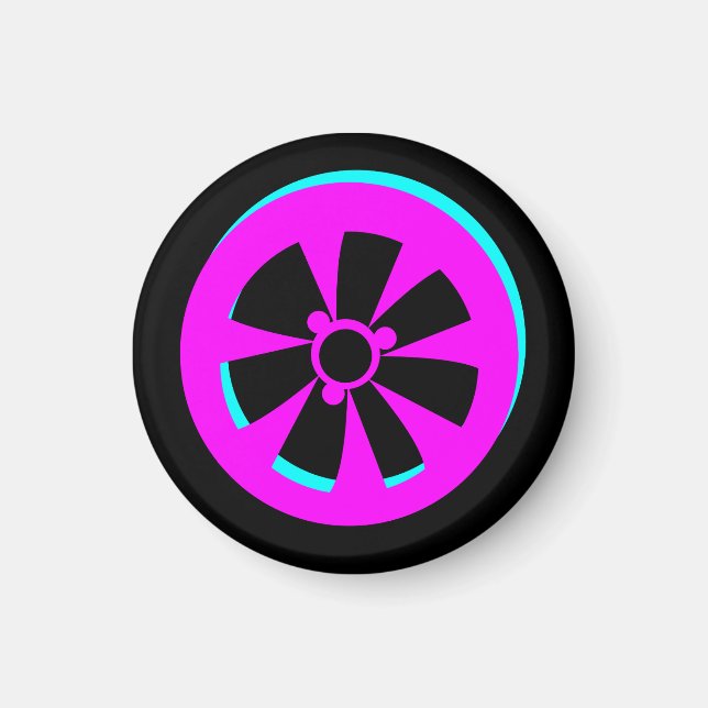 Aimant Courses Voiture Rim Neon Rose Noir (Devant)