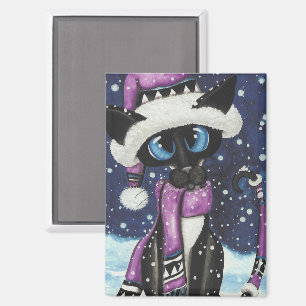 Aimant Coussins Chat Siamois Neige de Noël MoJo Américain